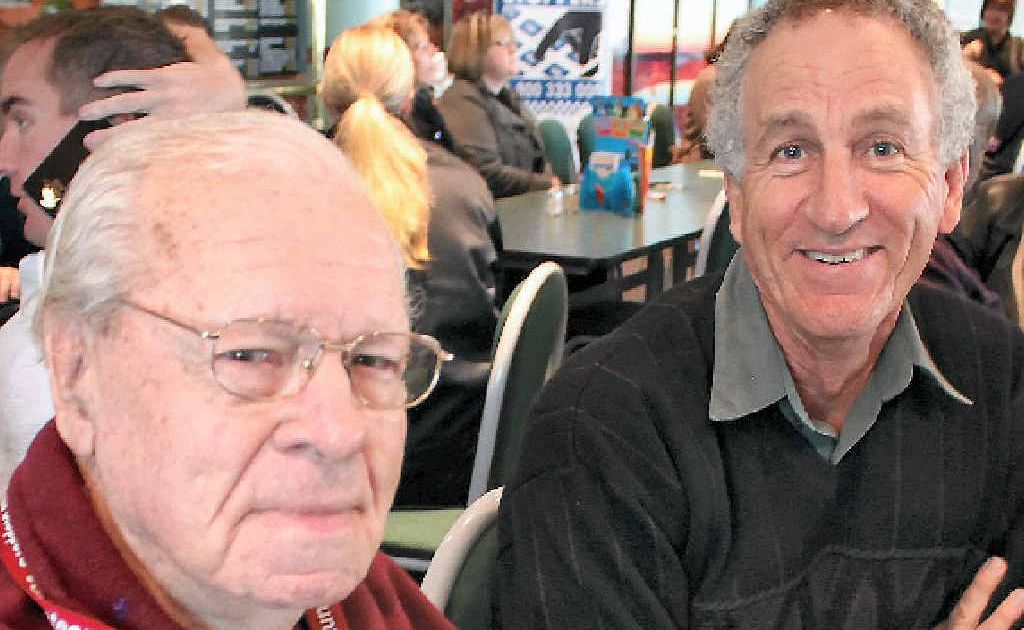 Les Ashby and Ian Stacey listen to some hard facts at the Crime Stoppers breakfast. Les Ashby and Ian Stacey listen to some hard facts at the Crime Stoppers breakfast.